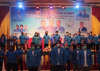 Pelantikan DPD Komite Nasional Pemuda Indonesia (KNPI) Siantar Periode 2020 -2023, di Hall Room International Hotel, Pematangsiantar,  Sabtu (29/11) malam.