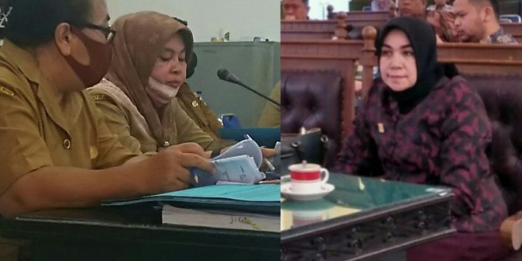 (Kiri) Kepala BPKD Kota Siantar, Masni. (Kanan) Ketua Komisi II DPRD Siantar, Rini Silalahi.