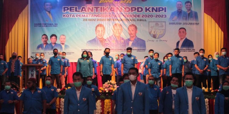 Pelantikan DPD Komite Nasional Pemuda Indonesia (KNPI) Siantar Periode 2020 -2023, di Hall Room International Hotel, Pematangsiantar,  Sabtu (29/11) malam.