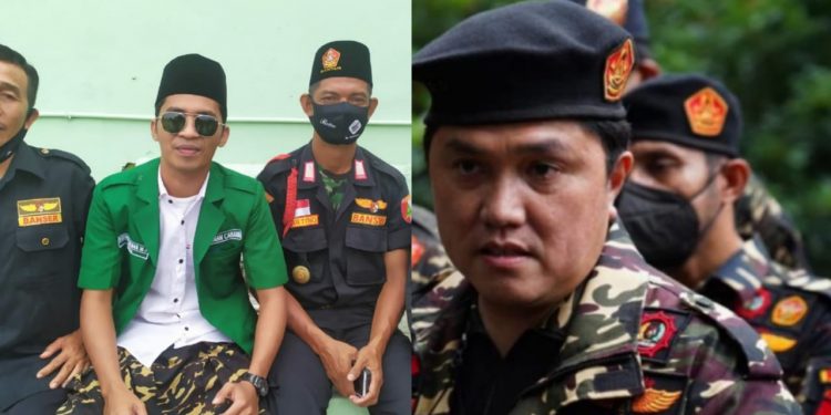 (Kiri, tengah) Ketua PC GP Ansor
Kota Pematangsiantar, Ridwan Akbar M. Pulungan. (Kanan) Menteri BUMN, Erick Thohir.