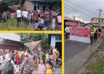 Masyarakat Kelurahan Naga Pitu menggelar aksi perang terhadap peredaran narkoba, Senin (26/12/2022). (isiantar/nda).