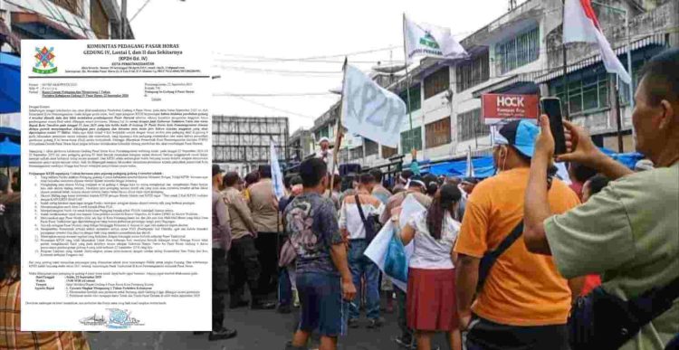 (Kiri) Surat hasil rapat pengurus KP2H, (kanan) aksi unjukrasa menolak perobohan Gedung IV oleh KP2H pada Juni 2025 lalu. (isiantar/nda)