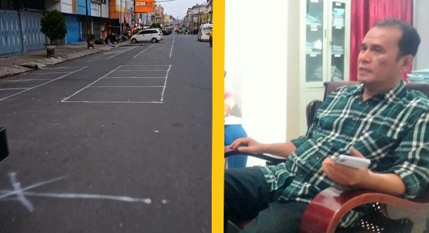 (Kiri) Areal relokasi pedagang Gedung IV yang ditetapkan, (kanan) Direktur Utama PD Pasar Horas Jaya, Bolmen Silalahi.