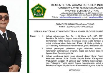 (Kiri) Ketua PD MDI Kota Pematangsiantar, Zainul Arifin Siregar. (Kanan) Surat Perintah Pelaksana Tugas yang diterbitkan Kepala Kantor Wilayah Kementerian Agama Provinsi Sumatera Utara.